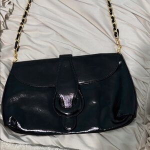 Cristian vintage Italian patent leather Elegant Black Shoulder Bag